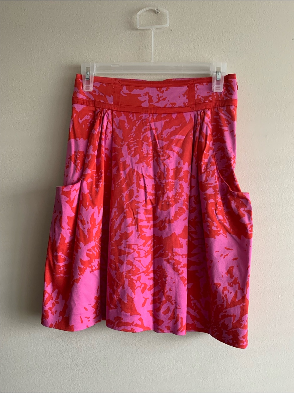 💗 Diane von Furstenberg Pink & Red Sunburst Silk-Blend Pockets Skirt size 2 DVF